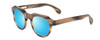 Profile View of Ernest Hemingway H4816 Designer Polarized Sunglasses with Custom Cut Blue Mirror Lenses in Olive Green Brown Striped Marble Unisex Round Full Rim Acetate 48 mm