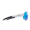 Side View of Suncloud Cadence Pit Viper Style Semi-Rimless Sport Shield Sunglasses in White with Polar Blue Mirror