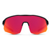 Front View of Suncloud Cadence Pit Viper Style Semi-Rimless Sport Shield Sunglasses in Black with Polar Red Mirror