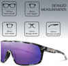 Dimensions and Measurements Illustration of Suncloud Double Up Pit Viper Style Full Rim Sport Shield Sunglasses