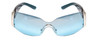Front View of Celine SC1093-579B Unisex Rimless Sunglasses Azure Blue Crystal/Blue Flash Mirror 60 mm