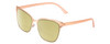 Profile View of Lucky Brand Doheny Designer Polarized Reading Sunglasses with Custom Cut Powered Sun Flower Yellow Lenses in Gold Matte Pink Blush Ladies Cat Eye Full Rim Metal 57 mm