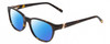 Profile View of Jones New York J755 Designer Polarized Sunglasses with Custom Cut Blue Mirror Lenses in Tortoise Havana Brown Gold Unisex Oval Full Rim Acetate 52 mm