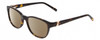 Profile View of Jones New York J755 Designer Polarized Reading Sunglasses with Custom Cut Powered Amber Brown Lenses in Tortoise Havana Brown Gold Unisex Oval Full Rim Acetate 52 mm