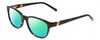 Profile View of Jones New York J755 Designer Polarized Reading Sunglasses with Custom Cut Powered Green Mirror Lenses in Tortoise Havana Brown Gold Unisex Oval Full Rim Acetate 52 mm