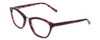 Profile View of Jones New York J766 Designer Progressive Lens Blue Light Blocking Eyeglasses in Purple Crystal Marble Tortoise Ladies Cat Eye Full Rim Acetate 52 mm