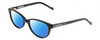 Profile View of Lucky Brand D701 Designer Polarized Sunglasses with Custom Cut Blue Mirror Lenses in Gloss Black Ladies Oval Full Rim Acetate 49 mm