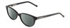 Profile View of Lucky Brand D701 Designer Polarized Reading Sunglasses with Custom Cut Powered Smoke Grey Lenses in Gloss Black Ladies Oval Full Rim Acetate 49 mm