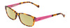 Profile View of Lucky Brand Lunada Designer Polarized Reading Sunglasses with Custom Cut Powered Sun Flower Yellow Lenses in Havana Tokyo Tortoise Brown Gold Pink Ladies Cat Eye Full Rim Acetate 53 mm