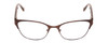 Front View of Lucky Brand L505 Designer Reading Eye Glasses with Custom Cut Powered Lenses in Satin Brown Crystal Gold Ladies Cat Eye Semi-Rimless Metal 52 mm