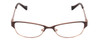 Front View of Lucky Brand Tickle Designer Reading Eye Glasses with Custom Cut Powered Lenses in Satin Brown Copper Leaf Ladies Oval Semi-Rimless Metal 49 mm