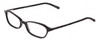 Profile View of Jones New York J220 Designer Blue Light Blocking Eyeglasses in Black Ladies Cat Eye Full Rim Acetate 49 mm