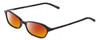 Profile View of Jones New York J220 Designer Polarized Sunglasses with Custom Cut Red Mirror Lenses in Black Ladies Cat Eye Full Rim Acetate 49 mm