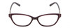 Front View of Jones New York J223 Designer Reading Eye Glasses with Custom Cut Powered Lenses in Purple Silver Black Ladies Cat Eye Full Rim Acetate 49 mm