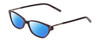 Profile View of Jones New York J223 Designer Polarized Sunglasses with Custom Cut Blue Mirror Lenses in Purple Silver Black Ladies Cat Eye Full Rim Acetate 49 mm