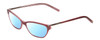 Profile View of Jones New York J223 Designer Blue Light Blocking Eyeglasses in Pink Bubble Gum Crystal Silver Ladies Cat Eye Full Rim Acetate 49 mm
