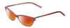 Profile View of Jones New York J223 Designer Polarized Sunglasses with Custom Cut Red Mirror Lenses in Pink Bubble Gum Crystal Silver Ladies Cat Eye Full Rim Acetate 49 mm
