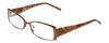 Profile View of Jones New York J443 Designer Blue Light Blocking Eyeglasses in Satin Brown Leaf Ladies Rectangular Full Rim Metal 54 mm