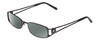 Profile View of Jones New York J462 Designer Polarized Sunglasses with Custom Cut Smoke Grey Lenses in Black Unisex Rectangular Full Rim Metal 50 mm