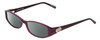 Profile View of Jones New York J747 Designer Polarized Sunglasses with Custom Cut Smoke Grey Lenses in Purple Marble Crystal Silver Loop Ladies Rectangular Full Rim Acetate 53 mm