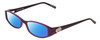 Profile View of Jones New York J747 Designer Polarized Sunglasses with Custom Cut Blue Mirror Lenses in Purple Marble Crystal Silver Loop Ladies Rectangular Full Rim Acetate 53 mm