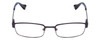 Front View of Lucky Brand Break Time Designer Single Vision Prescription Rx Eyeglasses in Navy Blue Brown Gold Tortoise Tips Ladies Rectangular Full Rim Metal 48 mm
