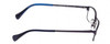 Side View of Lucky Brand Break Time Designer Blue Light Blocking Eyeglasses in Navy Blue Brown Gold Tortoise Tips Ladies Rectangular Full Rim Metal 48 mm