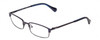 Profile View of Lucky Brand Break Time Designer Blue Light Blocking Eyeglasses in Navy Blue Brown Gold Tortoise Tips Ladies Rectangular Full Rim Metal 48 mm