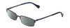 Profile View of Lucky Brand Break Time Designer Polarized Sunglasses with Custom Cut Smoke Grey Lenses in Navy Blue Brown Gold Tortoise Tips Ladies Rectangular Full Rim Metal 48 mm