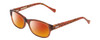 Profile View of Lucky Brand Busy Bee Designer Polarized Sunglasses with Custom Cut Red Mirror Lenses in Brown Crystal Caramel Ladies Cat Eye Full Rim Acetate 49 mm