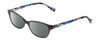 Profile View of Lucky Brand D706 Designer Polarized Sunglasses with Custom Cut Smoke Grey Lenses in Grey Blue Crystal Marble Tortoise Unisex Oval Full Rim Acetate 49 mm