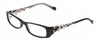 Profile View of Lucky Brand Michelle Designer Reading Eye Glasses with Custom Cut Powered Lenses in Gloss Black Crystal Confetti Ladies Rectangular Full Rim Acetate 51 mm