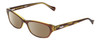 Profile View of Lucky Brand Swirl Designer Polarized Sunglasses with Custom Cut Amber Brown Lenses in Brown Yellow Layer Crystal Ladies Cat Eye Full Rim Acetate 53 mm