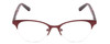 Front View of Jones New York J145 Designer Single Vision Prescription Rx Eyeglasses in Burgundy Red Crystal Tortoise Marble Ladies Cat Eye Semi-Rimless Metal 48 mm