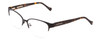 Profile View of Lucky Brand D104 Designer Bi-Focal Prescription Rx Eyeglasses in Satin Black Tortoise Tips Unisex Oval Semi-Rimless Metal 54 mm