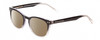 Profile View of Prive Revaux Show Off Single Designer Polarized Sunglasses with Custom Cut Amber Brown Lenses in Black Ombre Clear Crystal Ladies Round Full Rim Acetate 48 mm