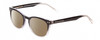 Profile View of Prive Revaux Show Off Single Designer Polarized Reading Sunglasses with Custom Cut Powered Amber Brown Lenses in Black Ombre Clear Crystal Ladies Round Full Rim Acetate 48 mm