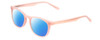 Profile View of Prive Revaux Show Off Single Designer Polarized Sunglasses with Custom Cut Blue Mirror Lenses in Crystal Amethyst Pink Ladies Round Full Rim Acetate 48 mm