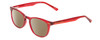 Profile View of Prive Revaux Show Off Single Designer Polarized Sunglasses with Custom Cut Amber Brown Lenses in Red Crystal Ladies Round Full Rim Acetate 48 mm