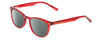 Profile View of Prive Revaux Show Off Single Designer Polarized Reading Sunglasses with Custom Cut Powered Smoke Grey Lenses in Red Crystal Ladies Round Full Rim Acetate 48 mm