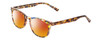 Profile View of Prive Revaux Show Off Single Designer Polarized Sunglasses with Custom Cut Red Mirror Lenses in Multi Tortoise Havana Crystal Ladies Round Full Rim Acetate 48 mm