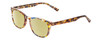 Profile View of Prive Revaux Show Off Single Designer Polarized Reading Sunglasses with Custom Cut Powered Sun Flower Yellow Lenses in Multi Tortoise Havana Crystal Ladies Round Full Rim Acetate 48 mm