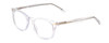 Profile View of Prive Revaux Show Off Single Designer Progressive Lens Blue Light Blocking Eyeglasses in Clear Crystal Ladies Round Full Rim Acetate 48 mm