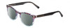 Profile View of Prive Revaux Show Off Single Designer Polarized Sunglasses with Custom Cut Smoke Grey Lenses in Clear Crystal Black Ombre Ladies Round Full Rim Acetate 48 mm