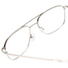 Close Up View of Book Club Bored of Flings Designer Single Vision Prescription Rx Eyeglasses in Gloss Silver Unisex Pilot Full Rim Metal 55 mm