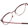 Close Up View of Book Club Dutiful Scammed Lady Cateye Semi-Rimless Reading Glasses Wine Red 55mm