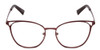 Front View of Book Club Dutiful Scammed Designer Single Vision Prescription Rx Eyeglasses in Wine Satin Red Ladies Cat Eye Full Rim Metal 55 mm