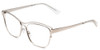 Profile View of Book Club Late Hesitation Designer Blue Light Blocking Eyeglasses in Gloss Silver Unisex Cat Eye Full Rim Metal 54 mm