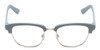 Front View of Book Club One Drew Over English Test Designer Single Vision Prescription Rx Eyeglasses in Sky Blue Silver Unisex Oval Full Rim Metal 52 mm