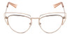 Front View of Book Club One Hundred Beers Solitude Designer Progressive Lens Prescription Rx Eyeglasses in Rose Gold Ladies Cat Eye Full Rim Metal 55 mm